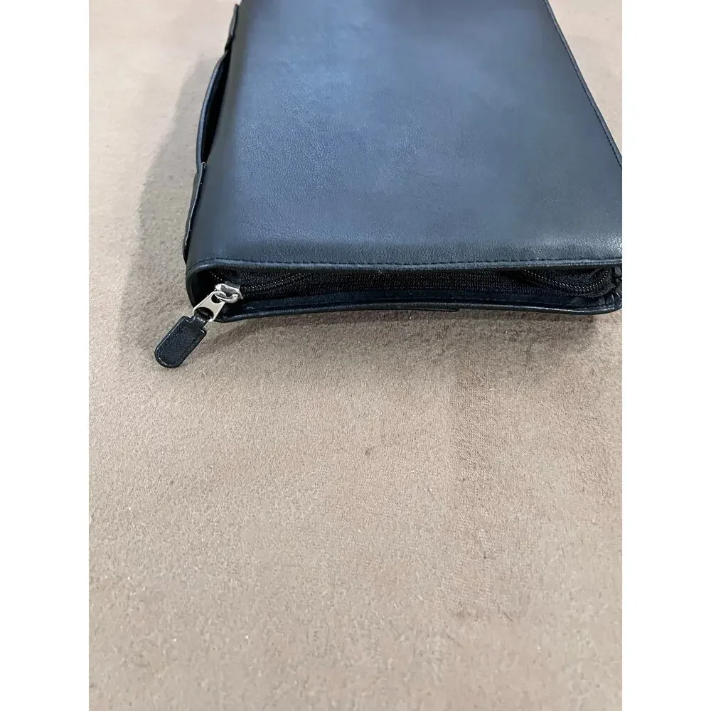 Daytimer Brief Case Style Black Faux Leather & Fabric Zippered Planner Cover